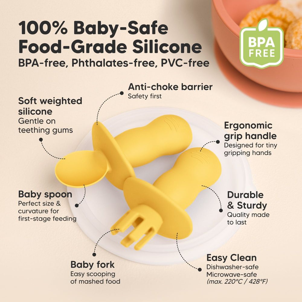 KeaBabies 2-Sets Lil’ Prep Baby Fork & Spoon - Valiant