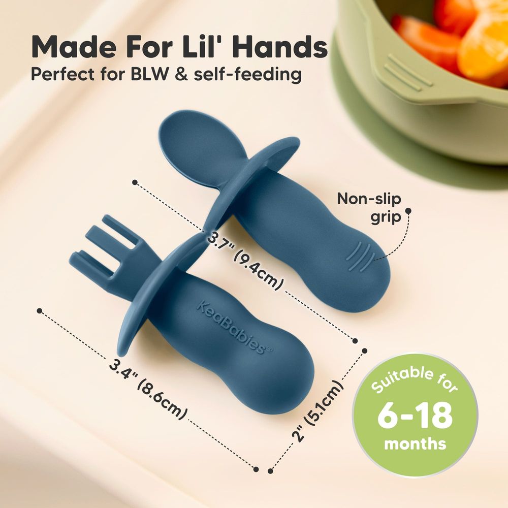 KeaBabies 2-Sets Lil’ Prep Baby Fork & Spoon - Valiant