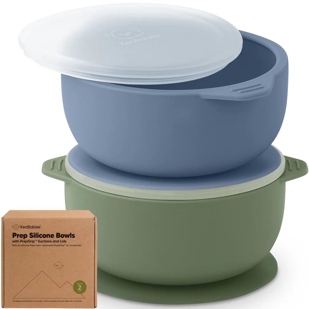 KeaBabies 2-Pack Prep Silicone Suction Bowls - Slate