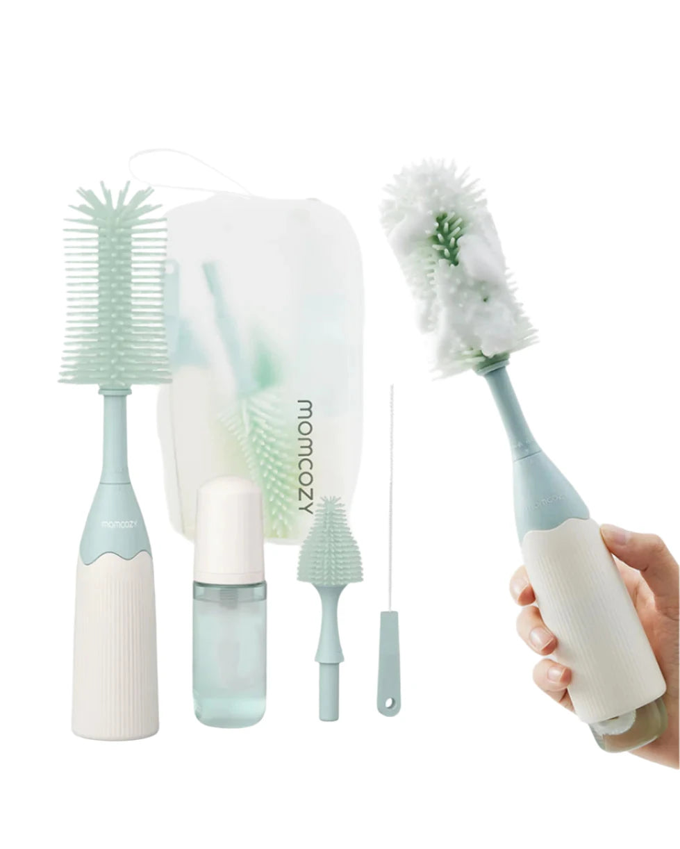 Momcozy Innovative Push-Press Design Bottle Brush Kit - Green