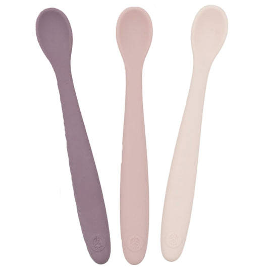 WeeSprout Stage 1 Silicone Baby Spoons - Matte Pink, Purple & Blush Pink