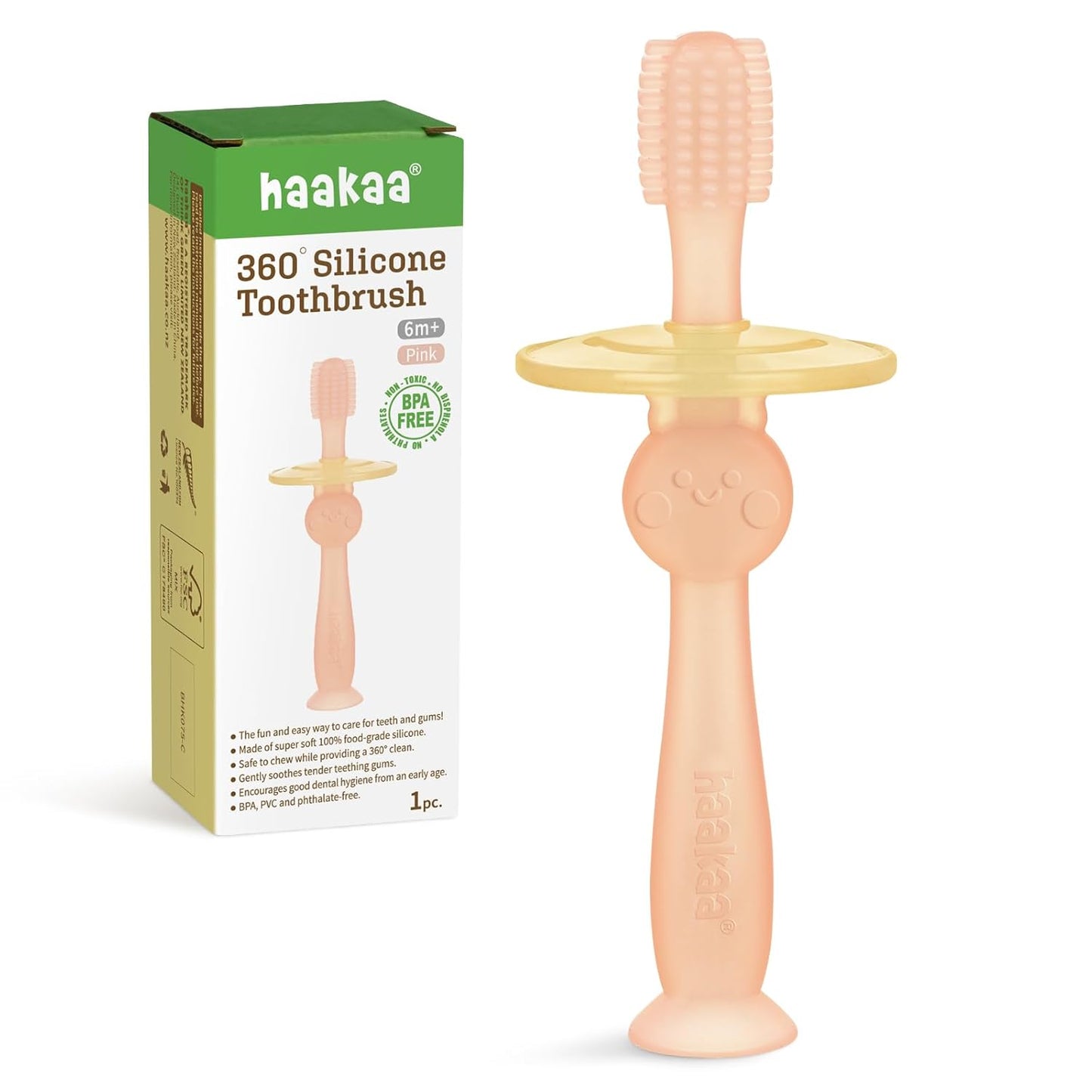 Haakaa 360° Silicone Toothbrush - Pink