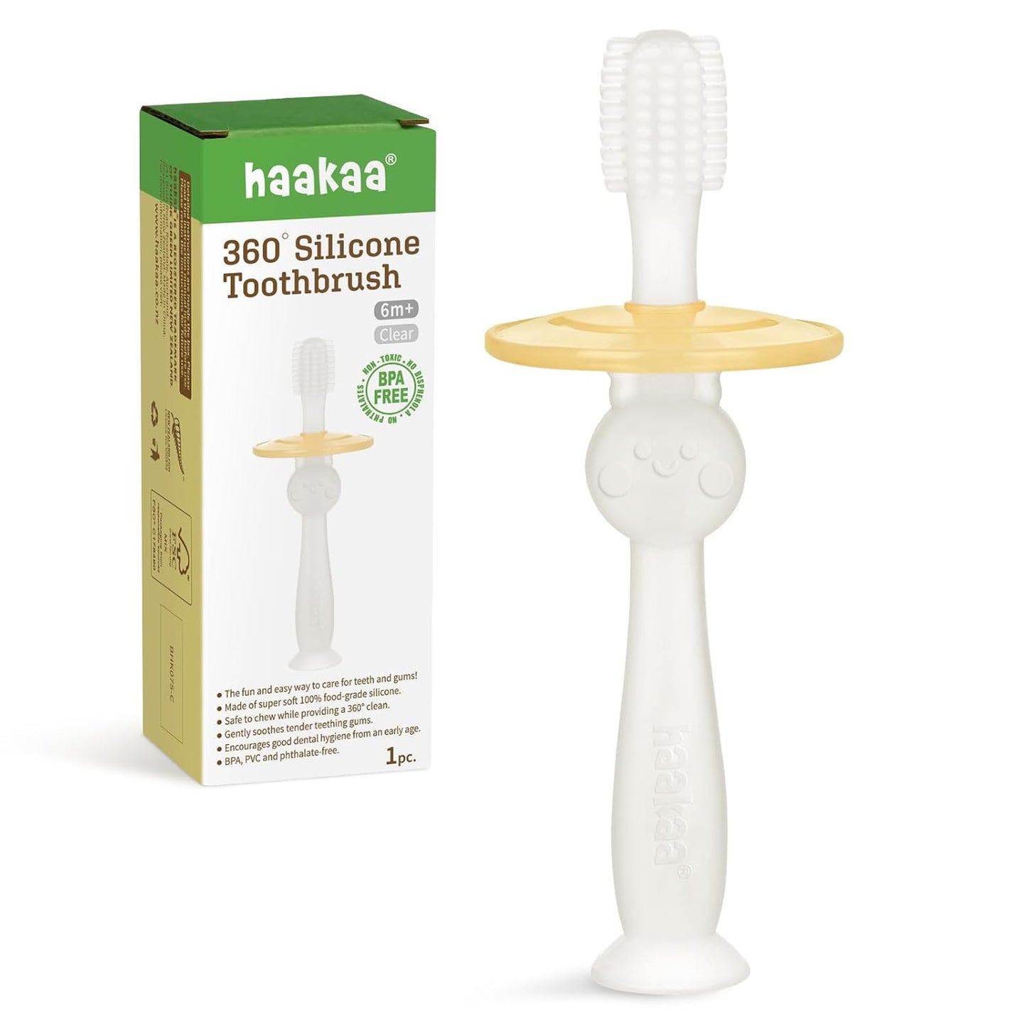 Haakaa 360° Silicone Toothbrush - Clear