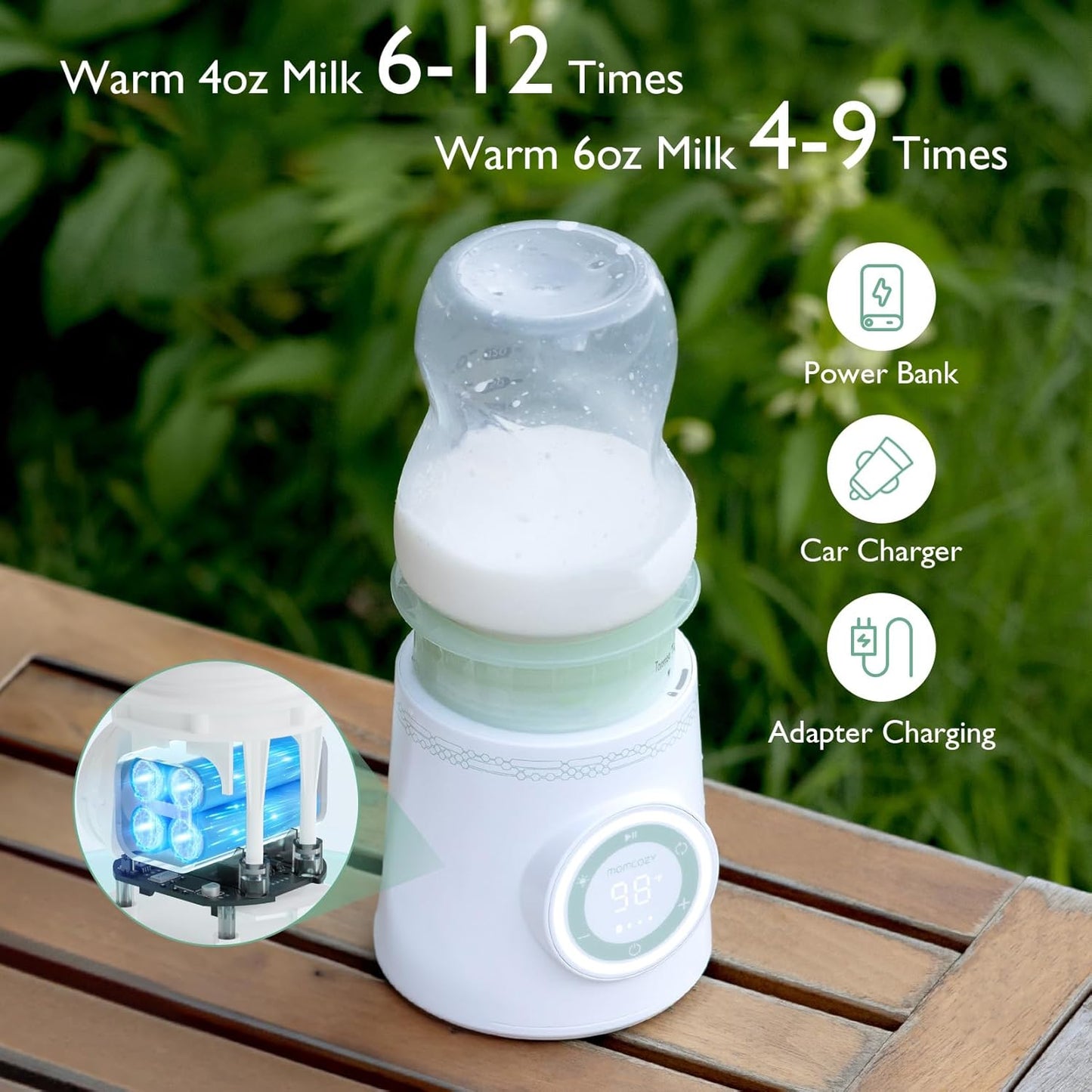 Momcozy Cordless Portable Baby Bottle Warmer for Travel