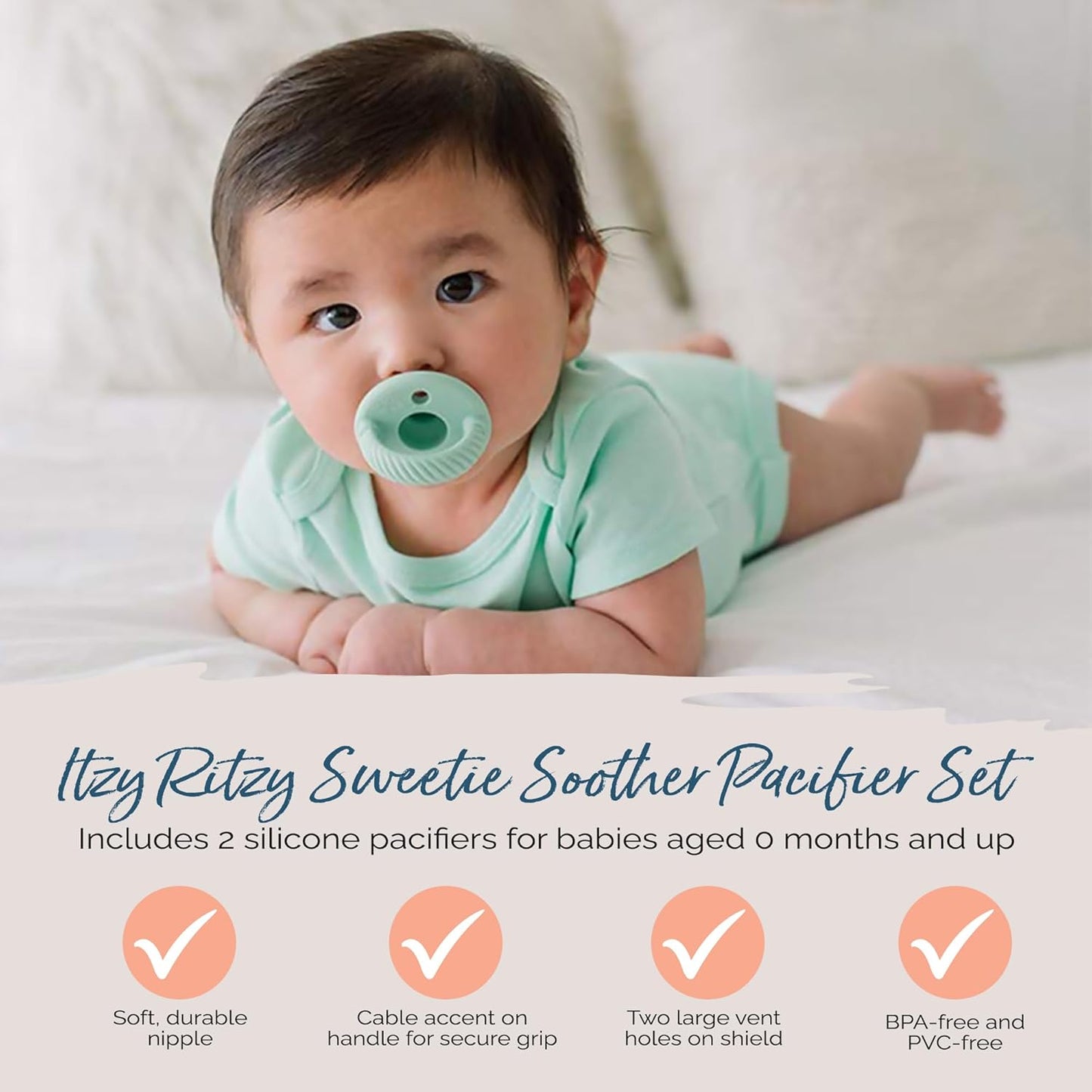 Itzy Ritzy Sweetie Soother™ - Green and White Cables