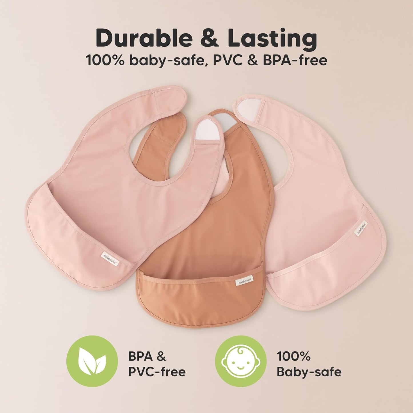 KeaBabies 3-Pack Presto Waterproof Bibs - Fluer