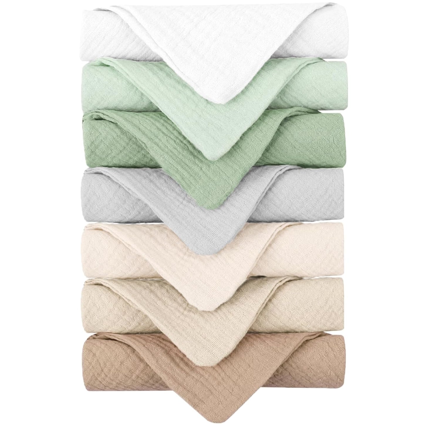 Konssy 7 Pack Baby Muslin Washcloths - Green