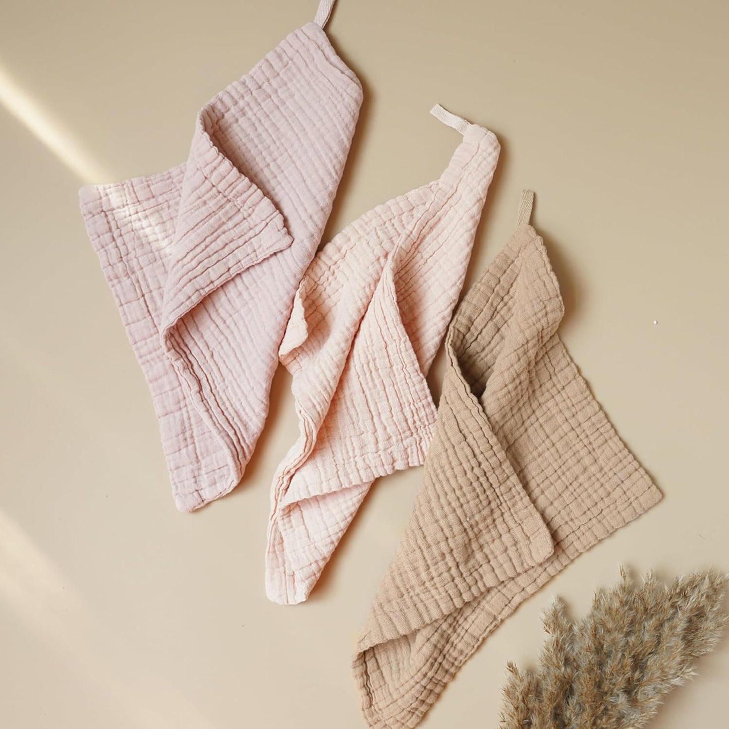 Konssy 7 Pack Baby Muslin Washcloths - Pink