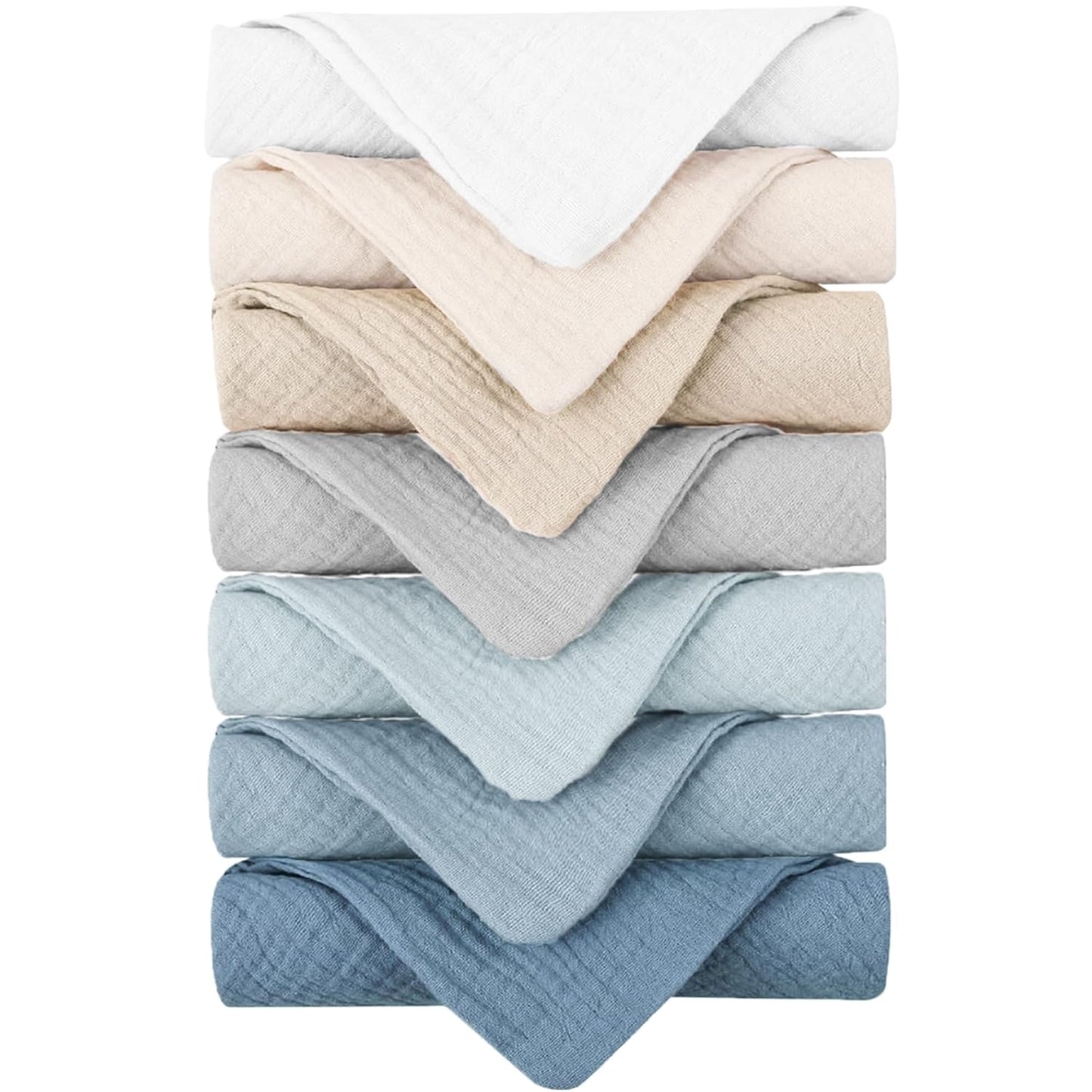 Konssy 7 Pack Baby Muslin Washcloths - Blue