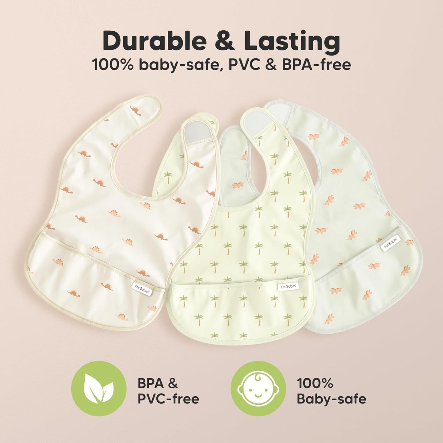 KeaBabies 3-Pack Presto Waterproof Bibs - Prism