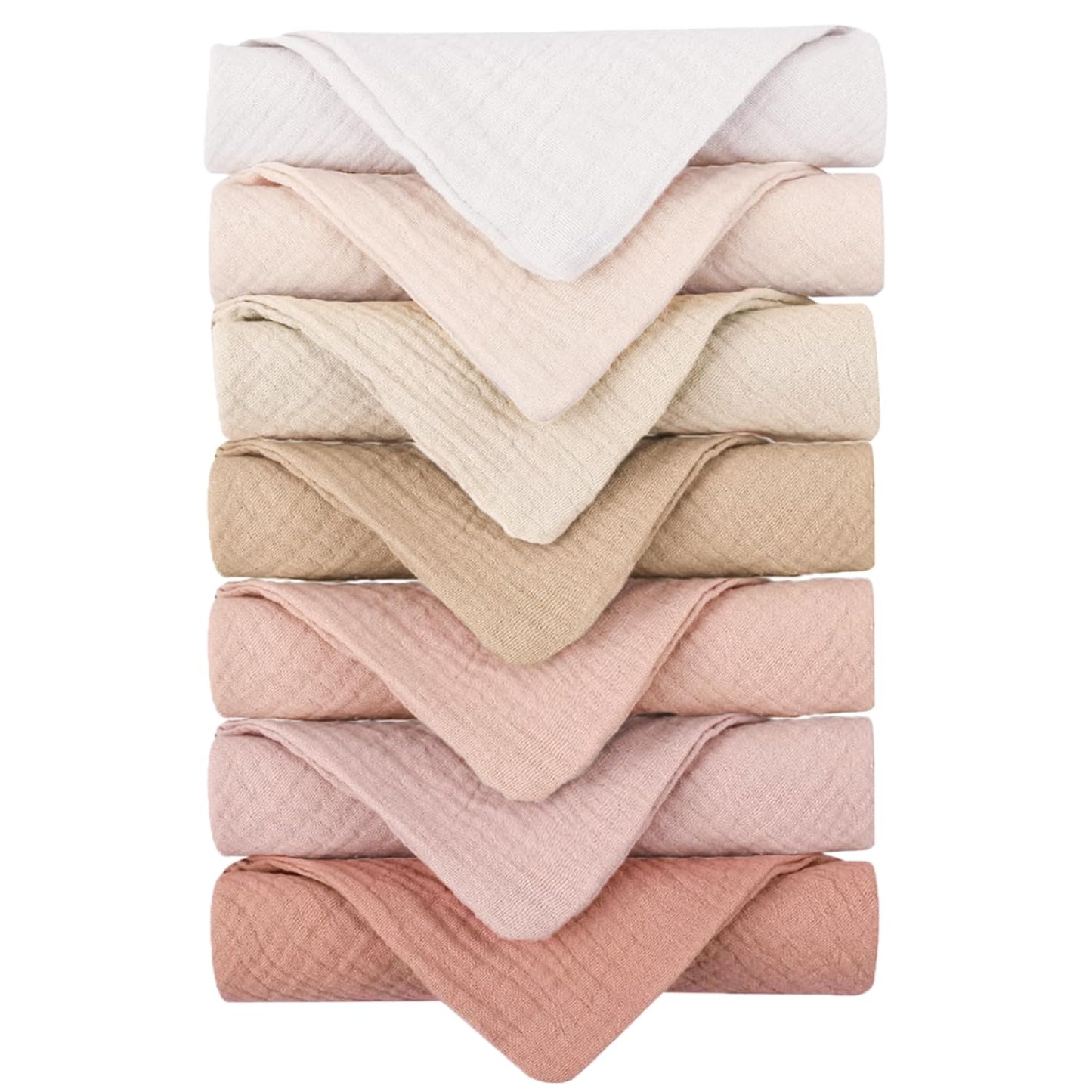 Konssy 7 Pack Baby Muslin Washcloths - Pink