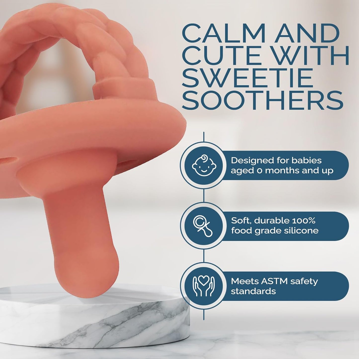 Itzy Ritzy Sweetie Soother™ - Apricot and Terracotta Braid