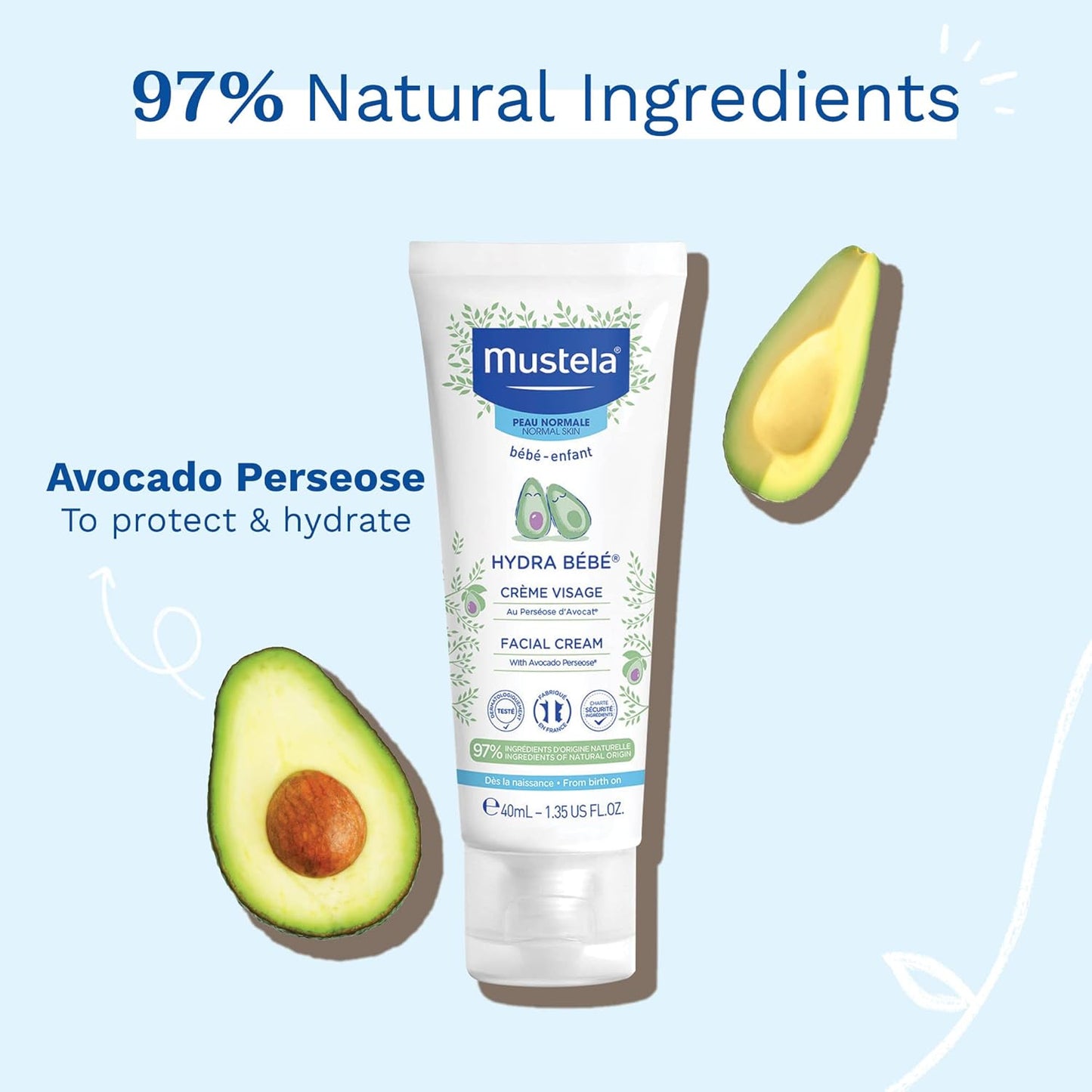 Mustela Hydra Bebe Facial Cream with Avocado for Normal Skin