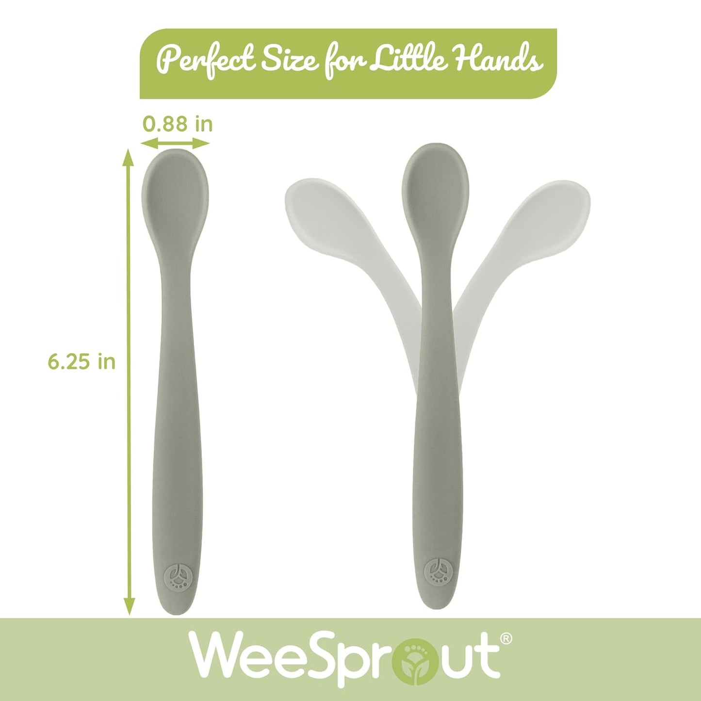 WeeSprout Stage 1 Silicone Baby Spoons - Matte Blue, Pink & Off White