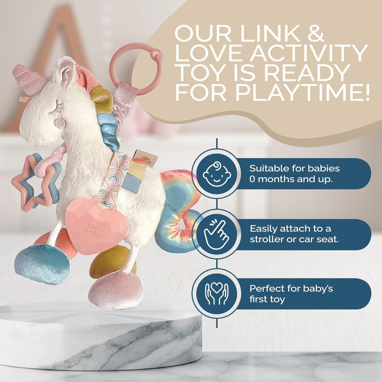 Itzy Ritzy Link & Love™ Teething Activity Toy - Unicorn