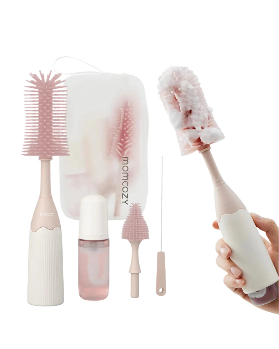 Momcozy Innovative Push-Press Design Bottle Brush Kit - Pink