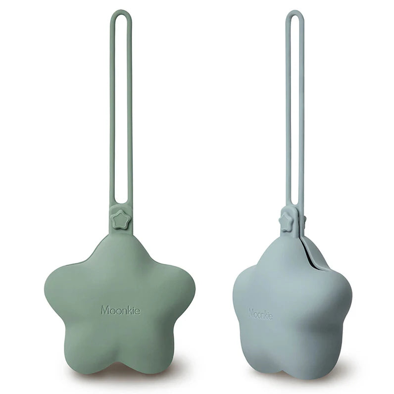 Moonkie Silicone Pacifier Holders - Sage/Ether